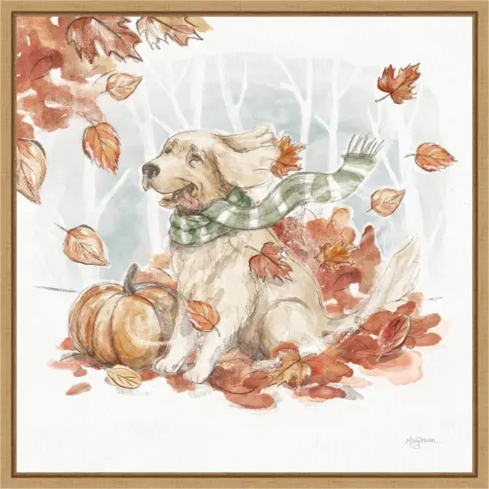 Autumn Dogs II by Mary Urban Framed Canvas Wall Art {1}