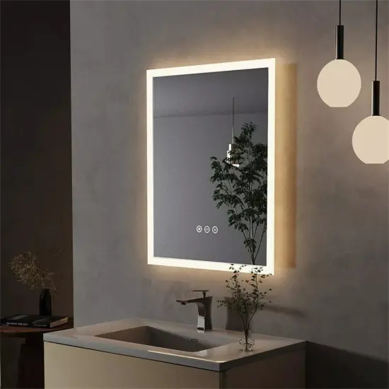 LED Illuminated Bathroom Mirror Wall Mounted Vanity Mirror Explosion-proof Smart {4}