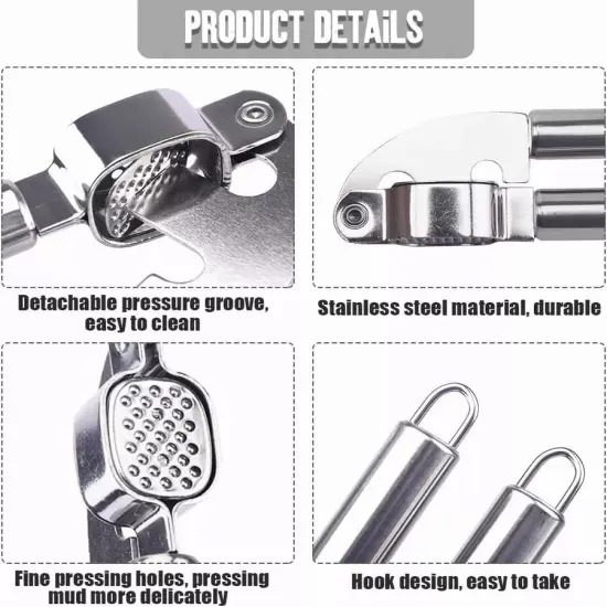 Garlic Press Stainless Squeezer Steel Grinder Professional Masher Handheld Tool {3}