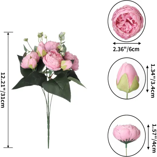 4 Packs of Artificial Peonies - 20 Silk Peony Heads with Stems for Home, Wedding, Mother's Day Red {7}