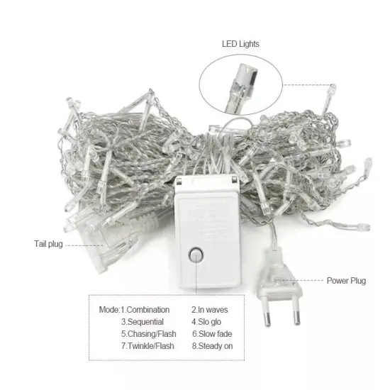 13FT LED Fairy Icicle Light String RGB Curtain Lights Christmas Party Decor Lamp {2}