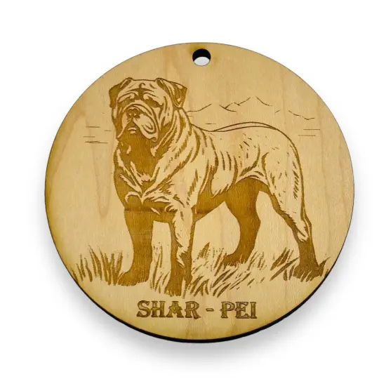 Ornament - Shar Pei Dog Raw Wood {1}