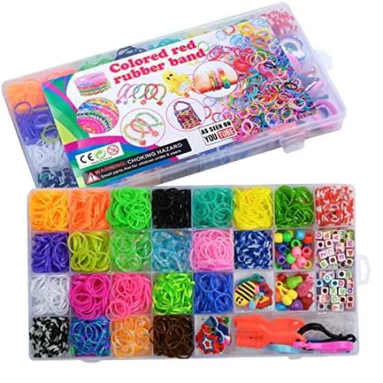 Rubber Band Bracelet Kit, Loom Bracelet Making Kit, Rubber Bands Refill Loom Set, Rubber Bands for Bracelets Making Kit, Loom Bands Kit for Kids Weaving DIY Crafting Gift {6}