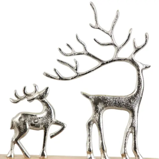 Northlight Father Reindeer and Fawn Metal Christmas Figure - 10.25" - Silver {6}