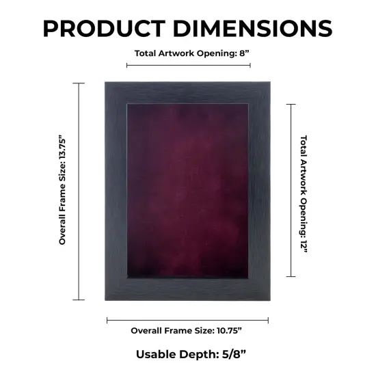 Elegant Charcoal Wood Shadow Box Frame with Acrylic Front - Dark Red Suede Backing, 30 Sizes {1}