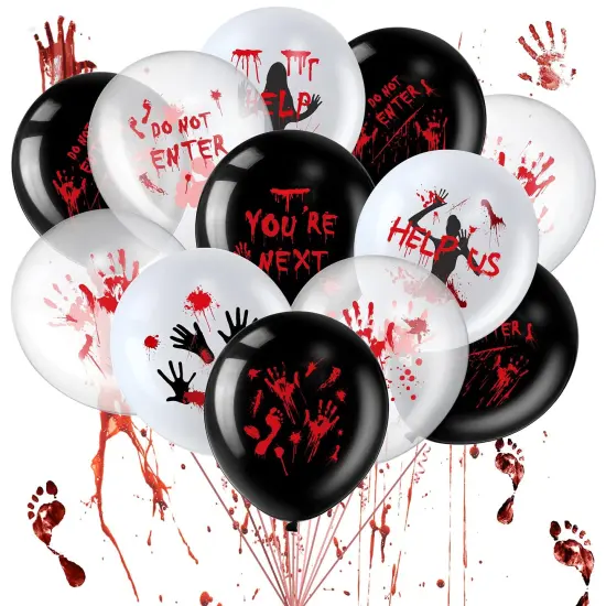 45 Pieces Scary Halloween Balloons 12 Inches Bloody Balloons Eye Blood Splatter Decorations Horror Balloons Zombie Latex Balloons for Birthday Vampire Haunted House Party Supplies (Scared Style) {2}