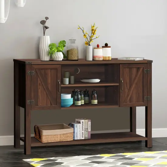 Costway Barn Door TV Stand Console Sideboard Buffet for TVs Up to 60'' w/Storage Cabinets {1}