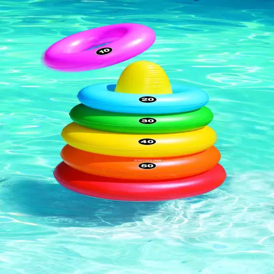 Swim Central Inflatable Giant Ring Toss Target Swimming Pool Game - 54" Yellow {3}