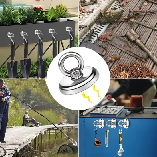 10 Pieces Magnetic Hooks, 100 LB（45KG） Heavy Duty Magnetic Hooks with Countersunk Hole Eyebolt, Perfect for Home, Kitchen, Workplace, Office and Garage, {5}