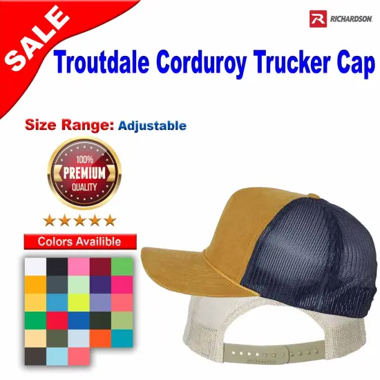 Richardson&reg; Troutdale Corduroy Trucker Cap Amber Gold/ Navy {2}