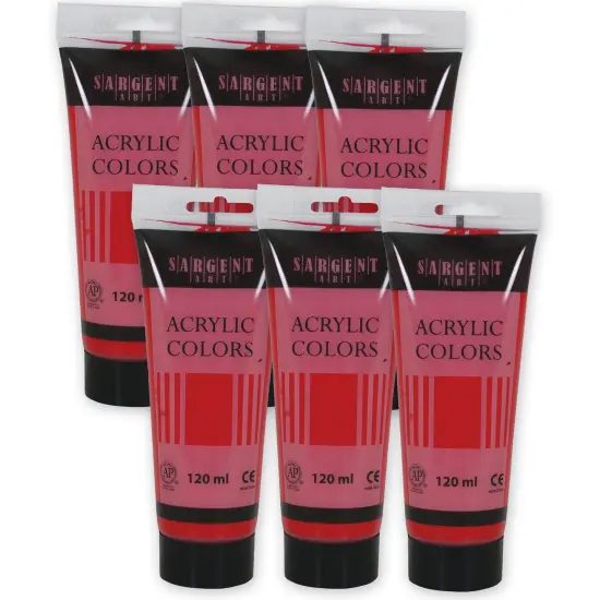 Acrylic Paint Tube, 120 ml, Scarlet Lake, Pack of 6 {1}