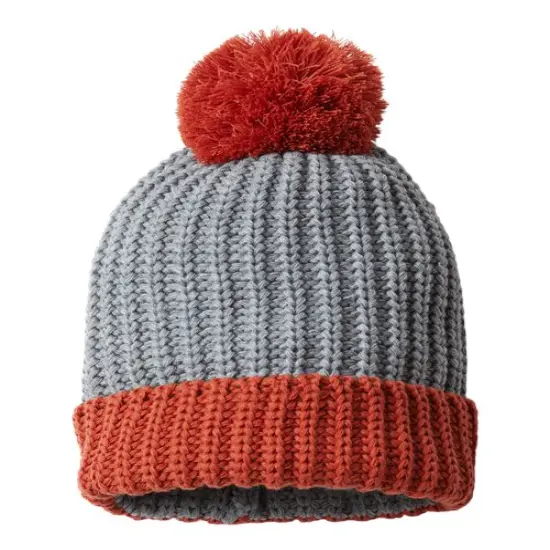 Richardson&reg; Chunky Cable Beanie Heather Grey/ Rust {6}