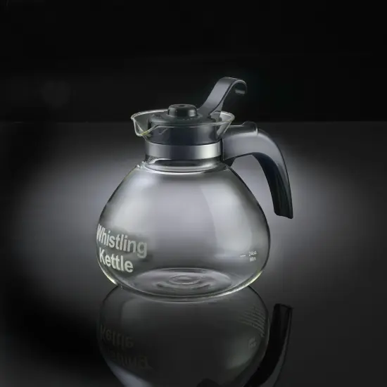Cafe Brew Collection Clear Glass Whistling Tea Kettle, to Purely Brew Tea With No Metallic Taste or Other Carafe Flavors, 12 Cup Capacity {5}
