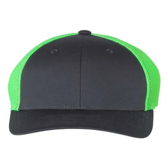 Richardson&reg; R-Flex Trucker Cap Charcoal/ Neon Gr {1}