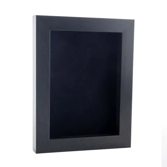 Elegant Charcoal Wood Shadow Box Frame with Acrylic Front - Black Suede Backing, 30 Sizes {2}