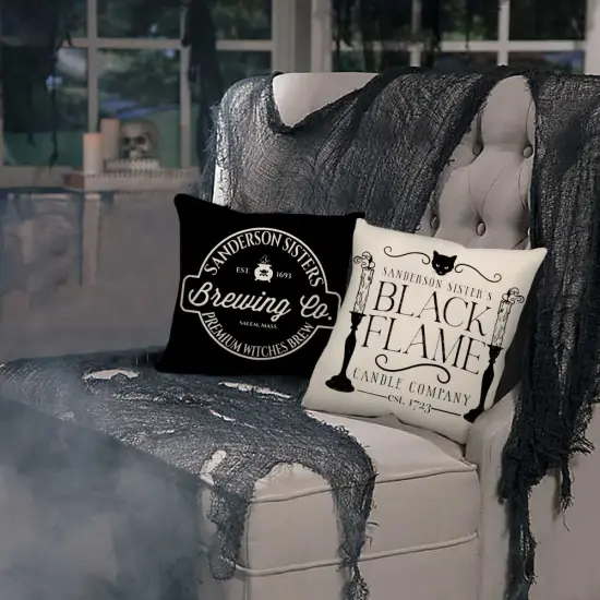 4 Pieces Halloween Decor Pillow Covers 18x18 Halloween Decorations Hocus Pocus Farmhouse Saying White Black Outdoor Fall Pillows Decorative Throw Cushion Case for Home Couch TH118-18 {2}