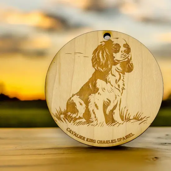 Ornament - Cavalier King Charles Spaniel Dog Raw Wood {3}