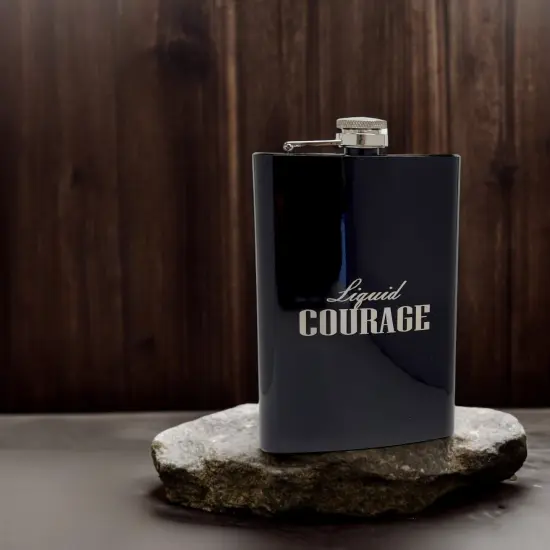 8oz BLACK Liquid Courage Flask {4}