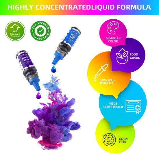 20 Pcs Bath Bomb Soap Dye - Liquid Based Soap Colorant, Food Grade Coloring, Skin Safe, Vibrant Neon Soap Coloring for Soap Making DIY, Bath Bomb Supplies Kits, Bath Salt Crafting, Slime Dye {5}