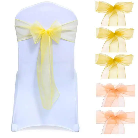 Kitcheniva 10 Pcs Organza Chair Cover Sash Bow Orange {2}