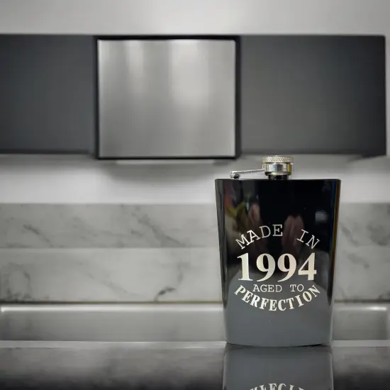 8oz BLACK Made in 1994 Aged to Perfection Flask {5}