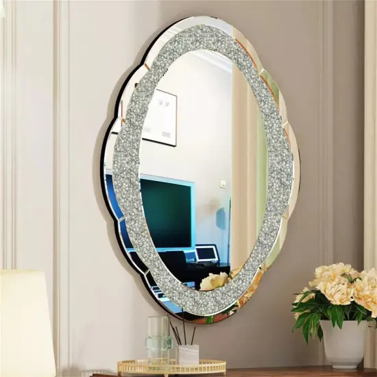 Contemporary Cloud-shape Accent Mirror Crush Diamond for Wall Bathroom Vanity {2}