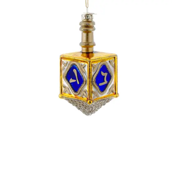 Jewish Dreidel Glass Ornament {1}