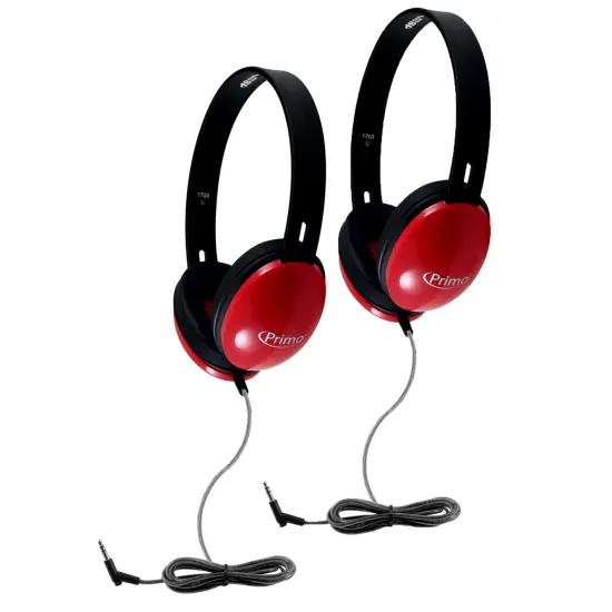 Primo Stereo Headphones, Red, Pack of 2 {1}