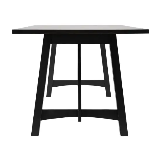 Merrick Lane Carroll Wooden Dining Table with Trestle Style Base Black Matte {6}