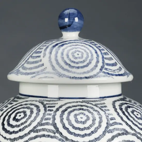 AA Importing Blue and White Circles 14" Ginger Jar with Lid {4}