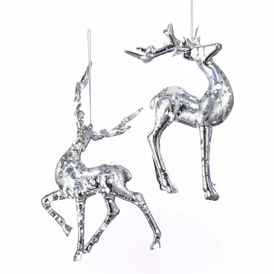 6" Silver Reindeer Ornaments, 2 Assorted {1}