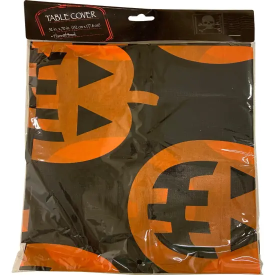 Pumpkin Pattern Halloween Flannelback Tablecover Decoration {1}