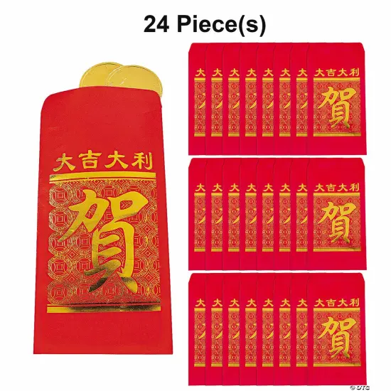 Mini Lucky Money Paper Treat Bags 3 1/2" x 7 1/4" - 24 Pc {1}