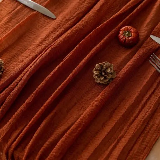 Fall Table Runner Gauze Cheesecloth 120 Inch 10 FT Rustic Burnt Orange Cheese Cloth Table Runner for Wedding Baby Bridal Shower Party Rustic Boho Sheer Centerpiece Home Decorations {4}