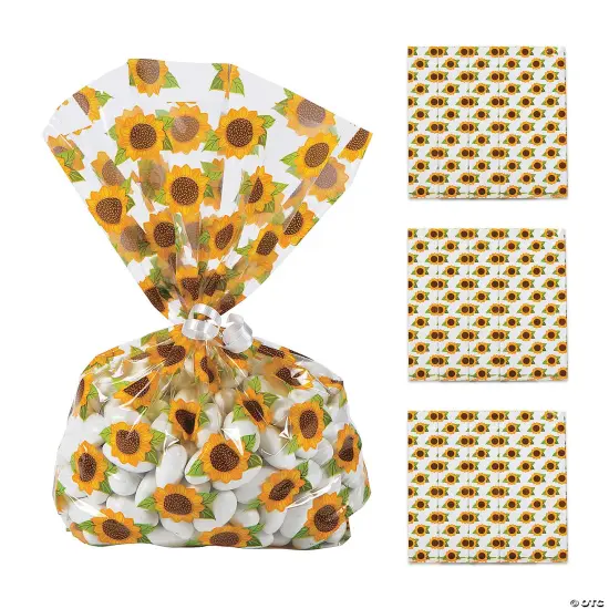 5" x 11 1/2" Sunflower Cellophane Treat Bags - 12 Pc. {2}