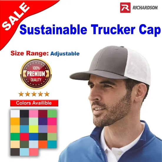 Richardson&reg; Sustainable Trucker Cap Navy/ White {3}