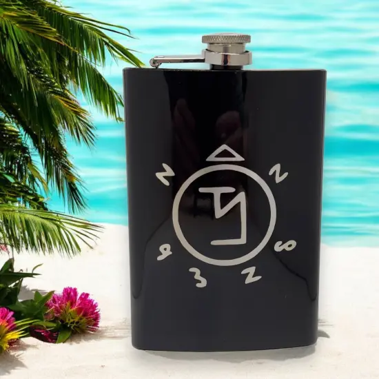 8oz BLACK Angel Ward Flask {3}