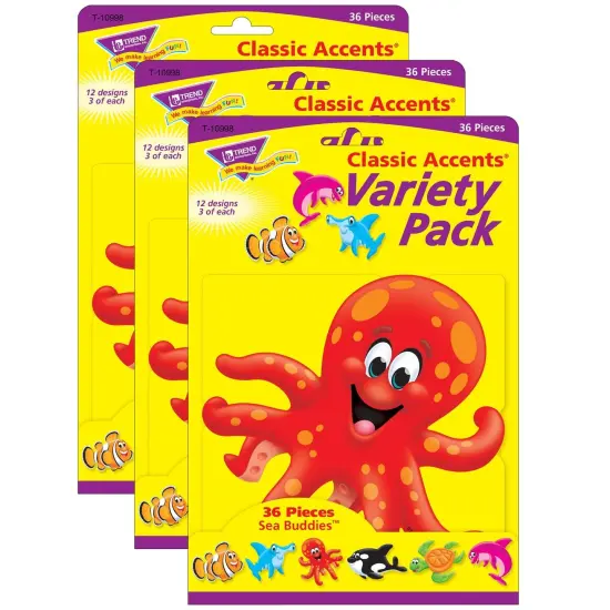 Sea Buddies&trade; Classic Accents&reg; Variety Pack, 36 Per Pack, 3 Packs {1}