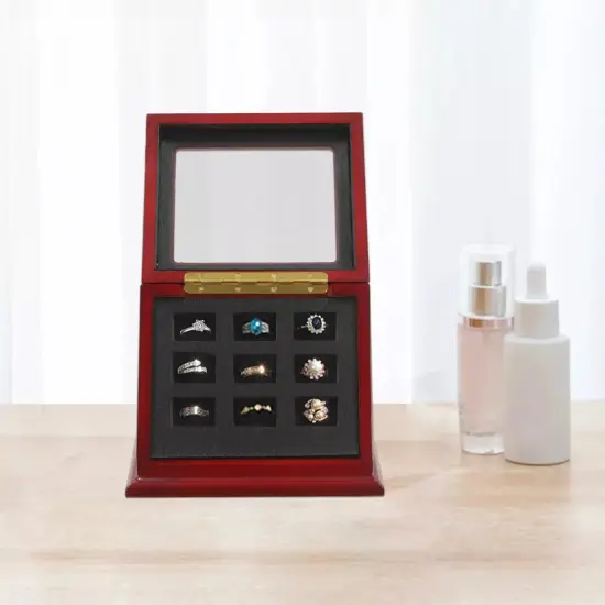 Kitcheniva 9 Holes Wooden Ring Display Case Box {2}