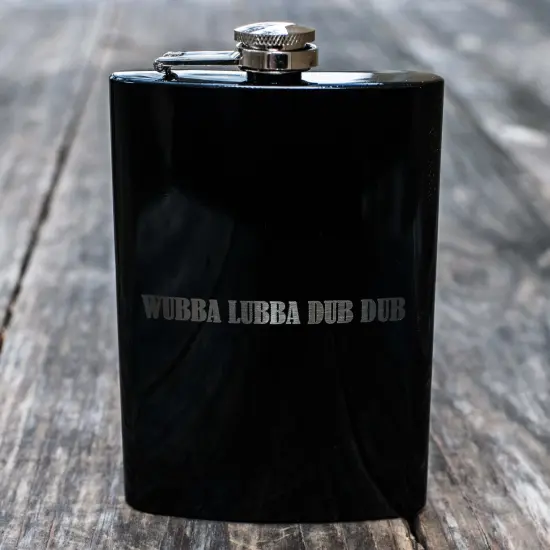 8oz Black Wubba Lubba Dub Dub Flask {3}