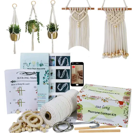 DIY Macrame Kit for Adults Beginners Craft for Making 3 Macrame Plant Hangers Macrame Wall Decor Macrame Supplies Wooden Beads Wooden Rings Metal Rings Macrame Kits for Starter {2}