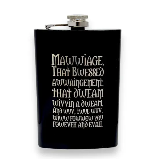 8oz BLACK Mawwiage That Bwessed Awwaingement Flask {1}
