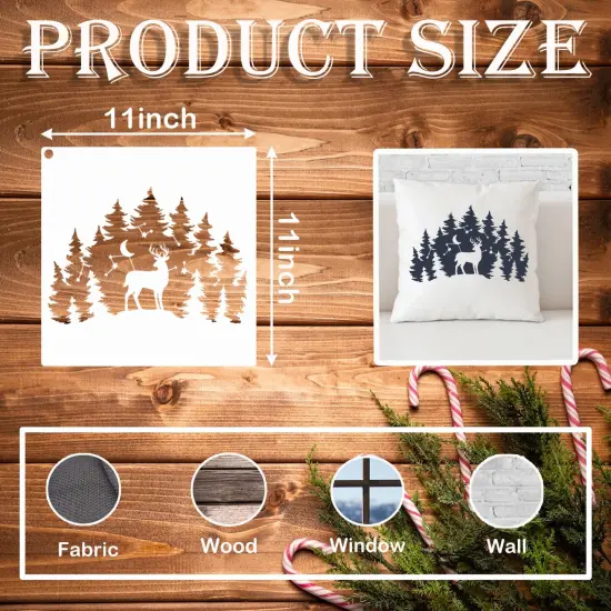 10 Pieces Bear Deer Wolf Mountain Stencil Pine Tree Wildlife Forest Animal Stencils Template Wood Burning Stencils Reusable Patterns Moon Claw Stencils for Painting on Wood Crafts Wall (forest animal 1) {4}