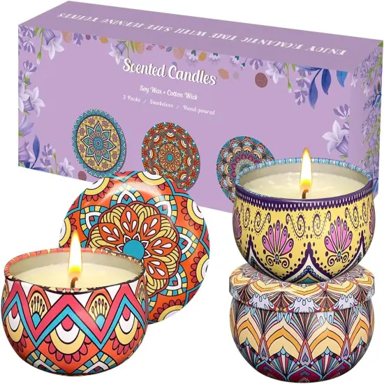 3 Pack Scented Candle Set Candles for Aromatherapy Holiday Gifts for Women Soy Wax Candles for Home Decor Housewarming Gift {1}