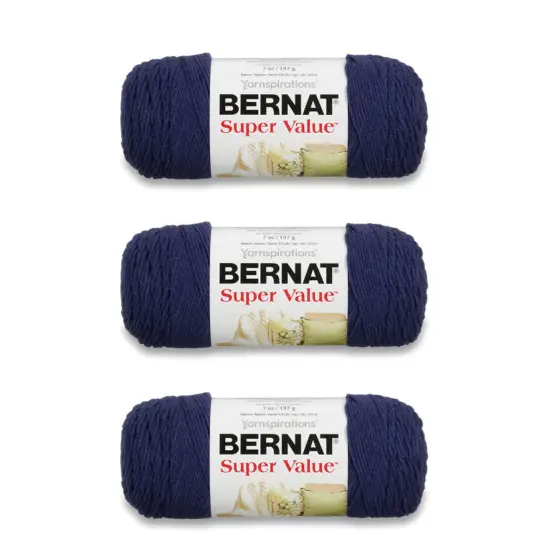 Bernat Super Value Denim Heather Yarn - 3 Pack of 198g/7oz - Acrylic - 4 Medium (Worsted) - 426 Yards - Knitting/Crochet {1}
