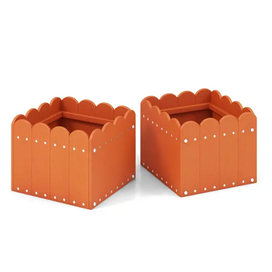 2 Pack Square Planter Box With Drainage Gaps For For Front Porch Garden Balcony Orange {8}
