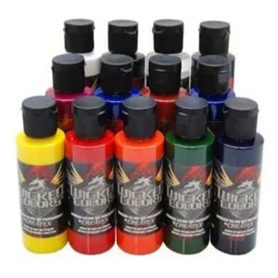 12 Color & Reducer Wicked Detail Airbrush Paint Set, 2 oz. Bottles {2}