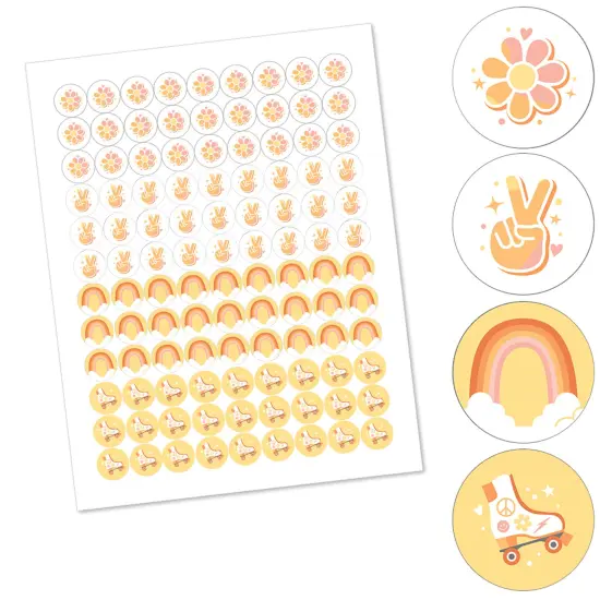 Big Dot of Happiness Stay Groovy - Boho Hippie Party Round Candy Sticker Favors - Labels Fits Chocolate Candy (1 sheet of 108) {3}