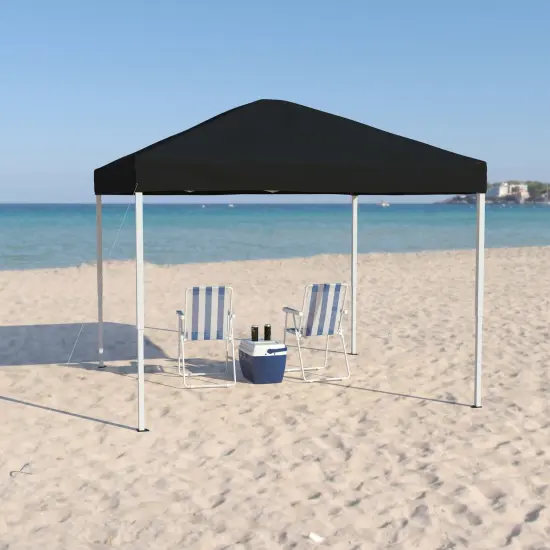 Emma and Oliver Tamar 8'x8'Weather Resistant, UV Coated Pop Up Canopy Tent with Reinforced Corners, Height Adjustable Frame and Carry Bag Black {3}