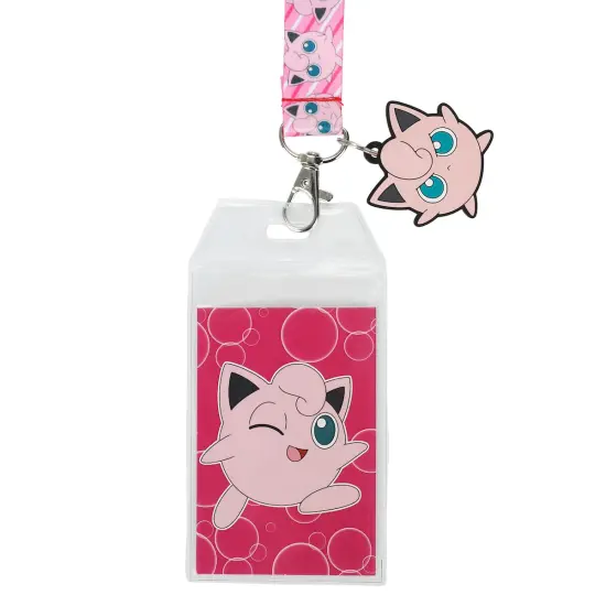 Pokemon Jigglypuff Lanyard with Neck Breakaway and Metal Charm {1}